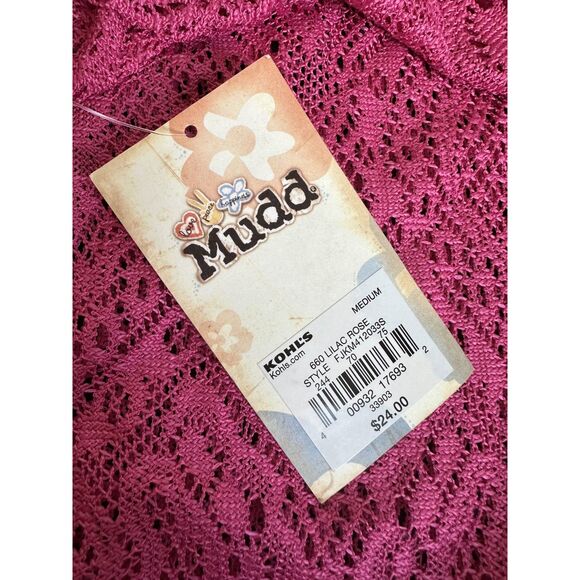 NWT Mudd Vintage Y2k Magenta Pink Lace Long Sleeve Top size M - Picture 5 of 5